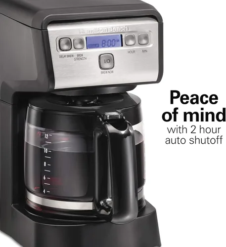 Miniatura 6 de Hamiton Beach - Cafetera de goteo programable compacta de 12 tazas con jarra de vidrio de burosilicato sin goteo, apagado automático de 2 horas