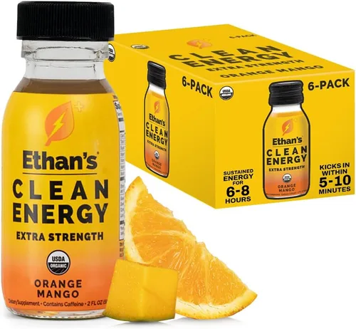 Miniatura 17 de Ethan's Organic Clean Energy Shots Piña, paquete de 12 unidades de 2 onzas, 150 mg de cafeína, té verde, guayusa, melena de león y cordyceps Sin