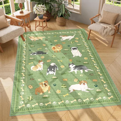 Miniatura 160 de DUKINO Alfombra de área de 6 x 9 pies, alfombra floral para sala de estar, ligera, antideslizante, lavable, alfombra de interior de pelo bajo