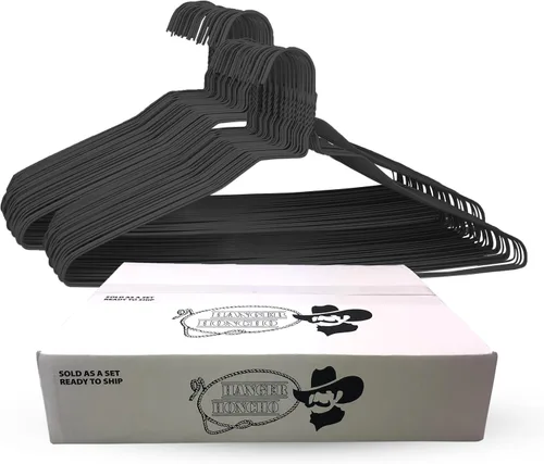 Perchas de alambre de metal para ropa, paquete de 50 unidades para camisas, pantalones, faldas, ahorro de espacio, antideslizantes, calibre 14.5 de