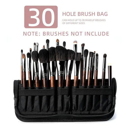 Miniatura 3 de Soporte para brochas de maquillaje de viaje negro, organizador de brochas de maquillaje resistente al agua, soporte portátil para brochas