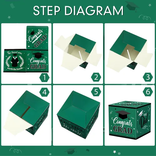 Miniatura 5 de Nezyo Caja para tarjetas de graduación con 30 tarjetas de consejo, caja de tarjetas de regalo de felicitaciones para clase de 2026, caja