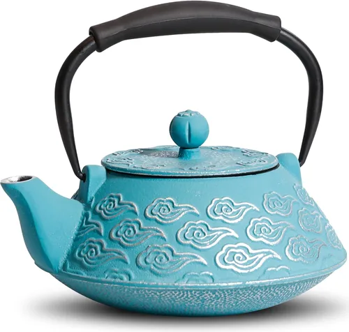 Miniatura 6 de Tetera de hierro fundido, tetera japonesa con infusor para hojas sueltas, tetera para estufa de té, cubierta segura con interior esmaltado