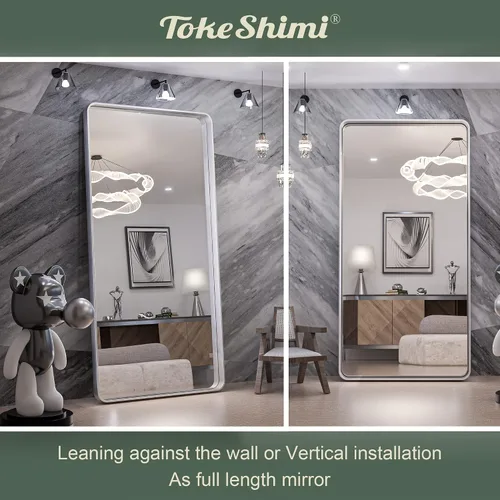 Miniatura 81 de TokeShimi - Espejo para pared de baño, espejo de tocador con marco de metal de aleación de aluminio mate cepillado e inoxidable, decoración rústica