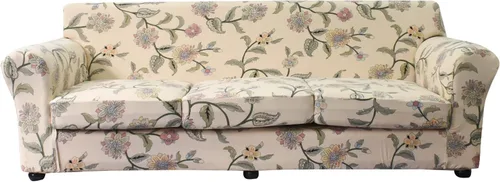 Miniatura 45 de KRFOONN - Fundas elásticas de 4 piezas para sillón y sofá, funda con estampado y 3 fundas independientes para cojines de asiento, lavables, Color01