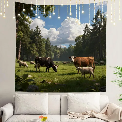 Miniatura 124 de Shrahala Tapiz de pared con paisaje de lago de otoño, bosque amarillo, para colgar en la pared, tapiz grande, decoración de fibra de poliéster