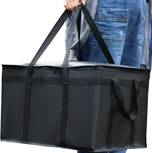 Miniatura 24 de musbus - Paquete de 2 bolsas de compra aislantes XL, rojas, reutilizables, de alta resistencia, con cierre, plegables, para compras, para coche