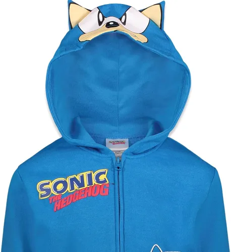 Miniatura 7 de SEGA Sonic The Hedgehog - Sudadera con capucha de vellón con cremallera para cosplay Azul