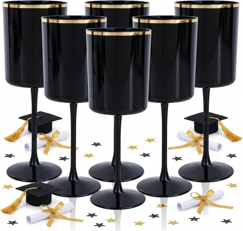 Miniatura 14 de Ciaell Paquete de 6 copas de vino de plástico azules de 10 onzas con tallo – Copas de vino desechables para fiestas, bodas, piscina, aire libre
