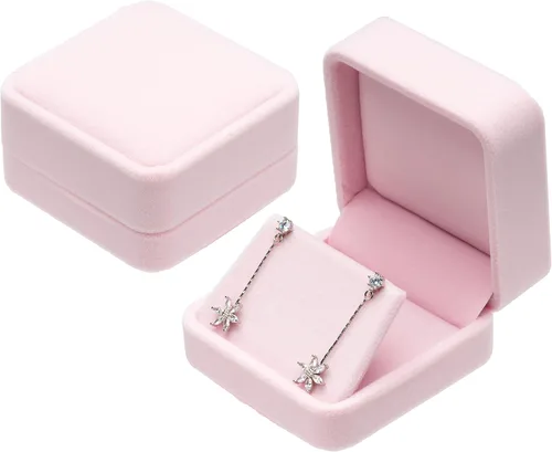 Miniatura 5 de Cajas de regalo de pendientes de terciopelo Caja de joyería (rosa)