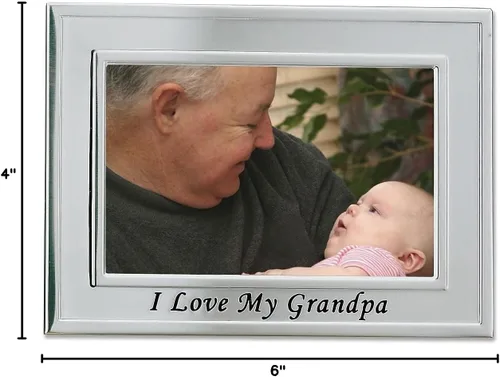 Miniatura 4 de Lawrence Frames Sentiments Collection - Marco de fotos con texto en inglés "I Love My Grandpa" de metal cepillado, color plateado