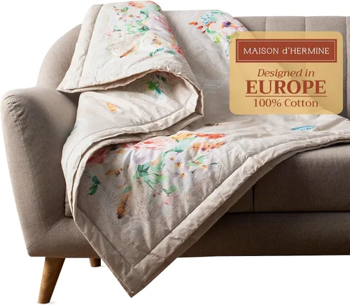Miniatura 16 de Maison d' Hermine Manta para sofá, ligera y suave, cálida y transpirable, de algodón, para cama, para niñas, niños, mujeres, hombres, regalos, sofá