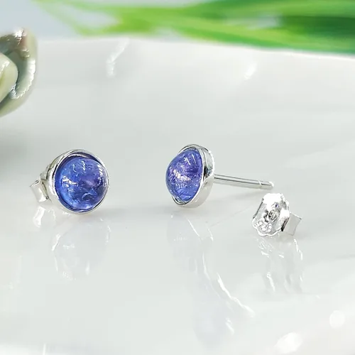Miniatura 109 de Pendientes naturales de 0.236 in con chapado en oro blanco sobre plata de ley, bisel cabujón de piedras preciosas regalo de joyería para ella