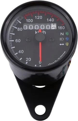 Velocímetro de motocicleta 12V Mph, universal 0.0-99.4 mi/h de acero inoxidable para motocicleta, cuentakilómetro, velocímetro, indicador único Negro