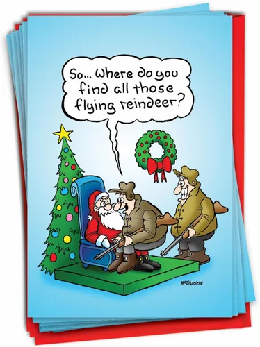 Miniatura 12 de NobleWorks - Caja de 12 tarjetas de Navidad divertidas - Humor de dibujos animados para adultos, juego a granel de tarjetas de felicitación