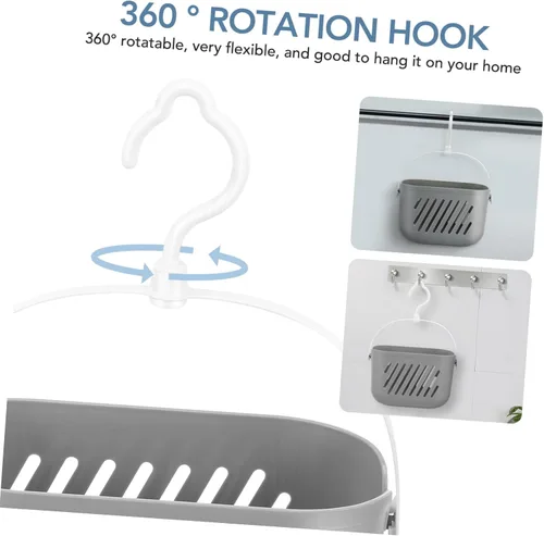 Miniatura 3 de Hemoton Cesta colgante para baño, cesta de almacenamiento de cocina, escurridor de pared, despensa, 1 unidad