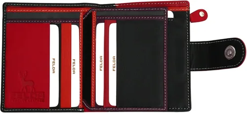 Miniatura 9 de Cartera de piel auténtica RFID para mujer, multicolor, 10 ranuras para tarjetas