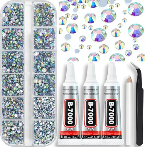 Miniatura 25 de B7000 - Pegamento transparente con 4000 diamantes de imitación plateados transparentes para manualidades, ropa, zapatos de tela, gemas con parte
