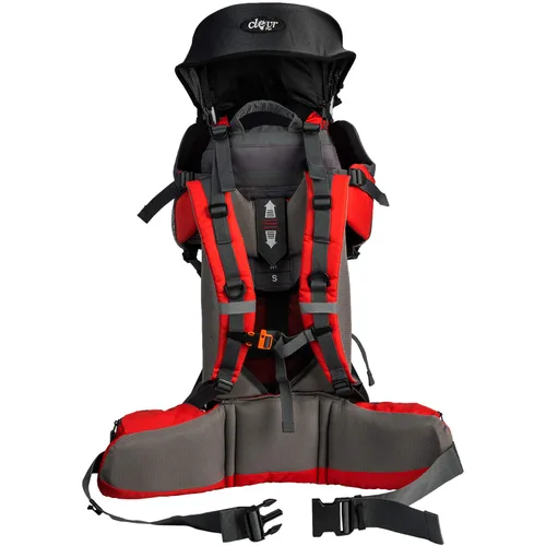 Miniatura 4 de ClevrPlus Canyonero Mochila Portabebés de Camping para Senderismo con Niños Pequeños con Soporte y Visera Parasol, Rojo
