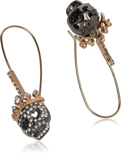 Miniatura 2 de Betsey Johnson Pendientes colgantes de calavera pavé, Metal y cristal