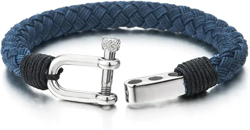 Miniatura 4 de COOLSTEELANDBEYOND Cuerda de algodón trenzada grande para hombre y mujer, acero inoxidable, tornillo náutico, anclaje, grillete