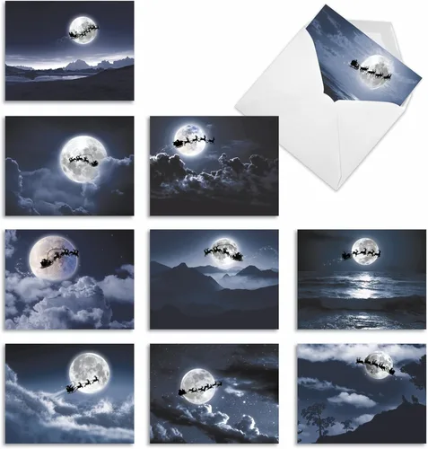 Miniatura 13 de The Best Card Company - 10 tarjetas navideñas de Santa con sobres - Juego surtido en caja, tarjetas navideñas para niños (4 x 5.12 pulgadas)