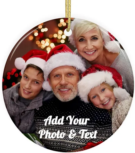 Miniatura 9 de Adorno de Navidad personalizado con foto, adornos de imagen personalizados para Navidad 2026, adorno colgante conmemorativo personalizado