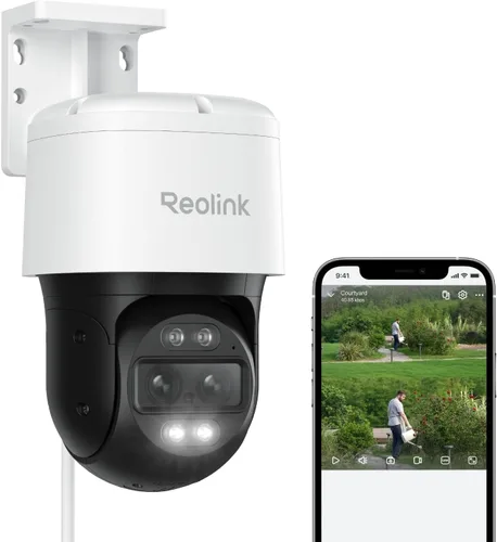 REOLINK Sistema de cámara de seguridad PTZ 4K, cámara IP PoE 360 con lente dual, seguimiento automático con zoom híbrido 6X, panorámica 355° e