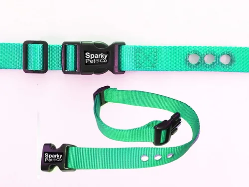 Miniatura 13 de Sparky Pet Co Perro cerca E collar receptor resistente Nylon 1" 3 agujeros consecutivos correa para todos los sistemas de collar e marrón