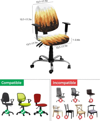 Miniatura 4 de Fundas elásticas para silla de oficina con árbol de otoño naranja, 2 piezas, suave y decorativo, protector para silla de escritorio de computadora
