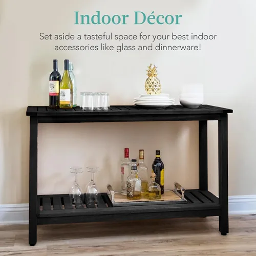 Miniatura 4 de Best Choice Products - Mesa consola de 122 cm con 2 estantes de madera de eucalipto, mesa de aparador de bar multifuncional