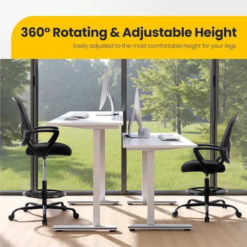Miniatura 6 de Sweetcrispy Silla Alta de Escritorio de Dibujo - Taburete Alto Ergonómico para Computadora con Altura Ajustable y Cómodo Soporte Lumbar, Mostrador