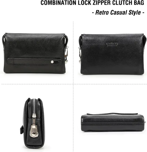 Miniatura 35 de Funda de piel de grano superior para hombre y mujer, múltiples bolsillos/ranuras, RFID de gran capacidad para tarjetas, cheques, dinero, pasaporte