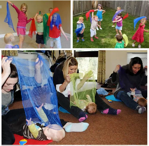 Miniatura 2 de Bufandas de baile para niños, 12 unidades, bufandas de música, bufandas de baile, bufandas de juego para niños, movimiento cuadrado, malabarismo