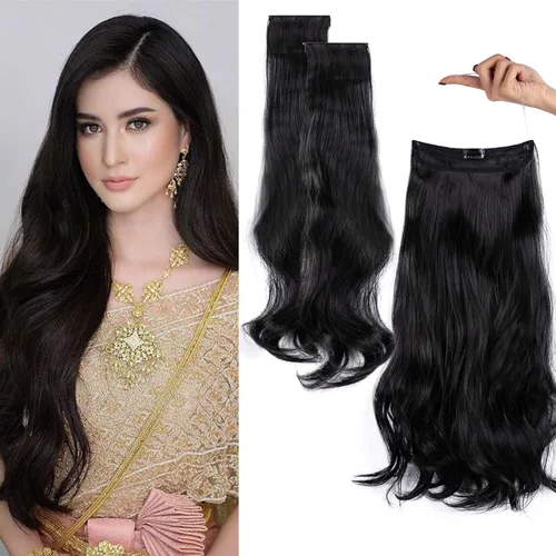 Miniatura 13 de Extensiones de cabello invisibles con halo mejorado con 3 piezas de diadema ajustable, largo, ondulado, extensiones de cabello rubio decolorado