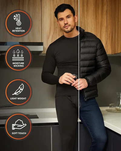 Miniatura 3 de CL convallaria Paquete de 2 ropa interior térmica para hombre, conjunto de capa base con forro polar, parte inferior de invierno, 2XS-6XL