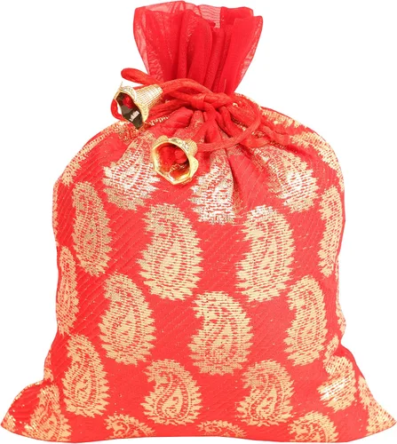 Miniatura 5 de Handcrafted Traditional Indian MultiColor Colors Drawstring Purse Bag Pouch Potli for Gift Jewelry Packaging
