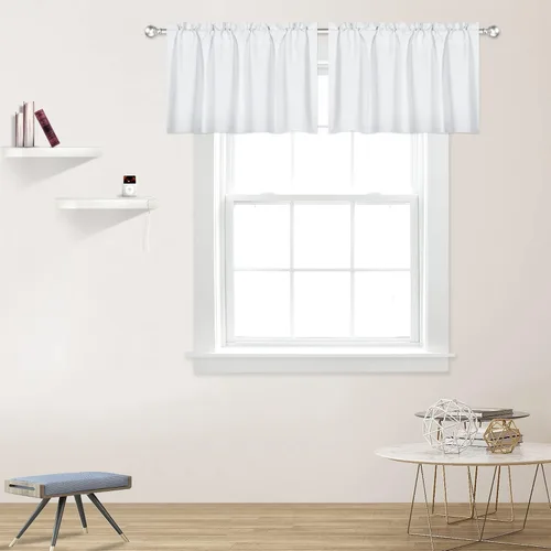 Miniatura 54 de DECOVSUN Cenefas Aqua para ventanas de cocina, con bolsillo para barra, opacas, con aislamiento térmico, 1 panel de 42 x 18 pulgadas