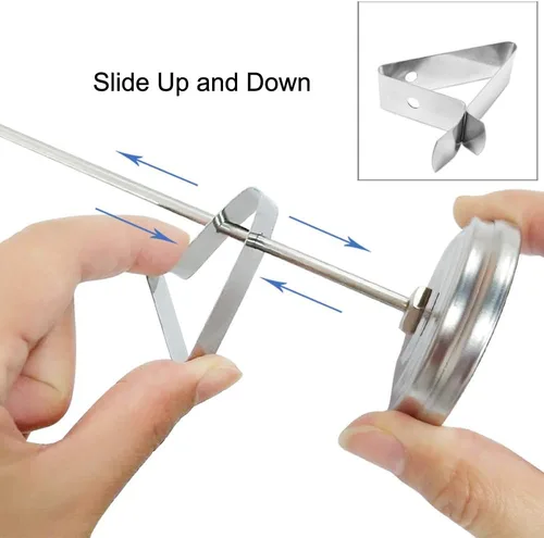 Miniatura 3 de Efeng Termómetro para freidora de pavo de 15 pulgadas con clip para olla (paquete de 2), termómetro de caramelo de 2 pulgadas con clip de acero