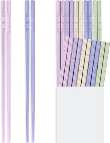 Hiware Juego de 10 palillos reutilizables de fibra de vidrio, antideslizantes, estilo japonés, aptos para lavavajillas, 9.5 pulgadas Varios colores