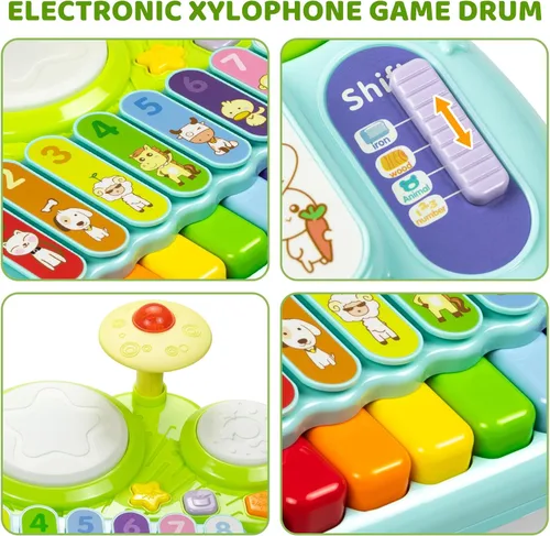 Miniatura 5 de Marstone Juguetes para niños y niñas de 1 año: Juguetes musicales para bebés de 1 a 3 años, juego de batería de piano para bebés de 6 a 12 meses, 12