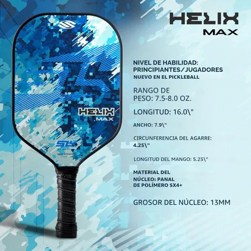 Miniatura 8 de Selkirk Sport SLK Helix Pro Paleta de Pickleball Paletas de Pickleball de Fibra de Carbono Termoformada con Cara Híbrida de Fibra de Carbono