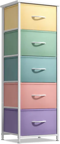 Miniatura 7 de Sorbus Cómoda de tela para dormitorio de niños, cómoda de 5 cajones, torre de almacenamiento alta, organizador de ropa, para armario, sala