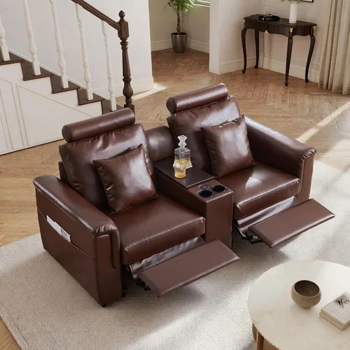 Miniatura 17 de ORRD Consola de almacenamiento multifuncional con soportes dobles para tazas, mesa, estación de carga USB para sofá modular seccional para sala
