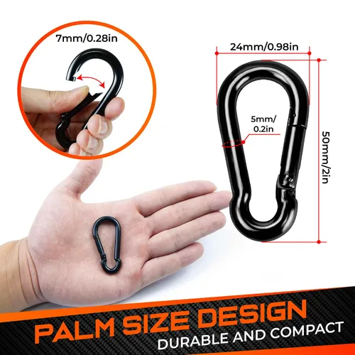 Miniatura 2 de PAMAZY 12 ganchos de resorte de 2 pulgadas, clip de gancho de utilidad, conector de cuerda resistente, ganchos de enlace rápido para interiores