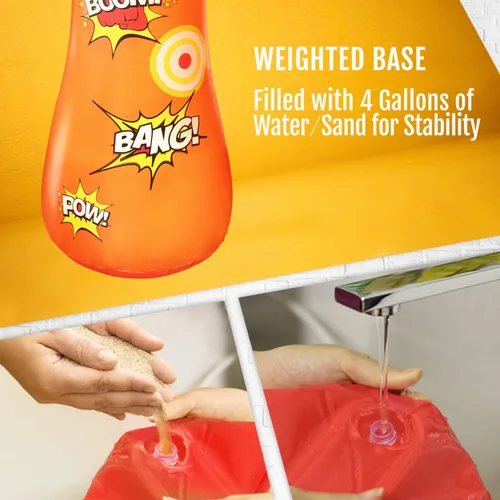Miniatura 4 de Novelty Place Saco de boxeo inflable para niños – 4 pies de alto – Juguete de golpear y rebotar de nuevo para niños y niñas, fitness y alivio