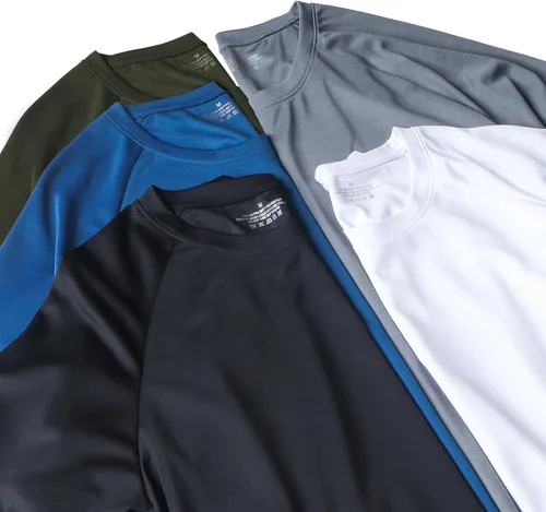 Miniatura 5 de HovSiyla - Paquete de 1/5 camisetas para correr de hombre, tops deportivos, ajustados, para gimnasio, transpirables, con tecnología de absorción