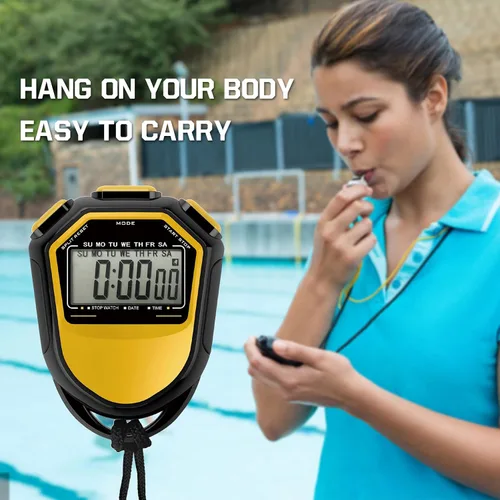 Miniatura 8 de mewmewcat Cronómetro impermeable digital LCD temporizador cronógrafo deportivo con correa para natación, correr, entrenamiento de fútbol, cronómetro