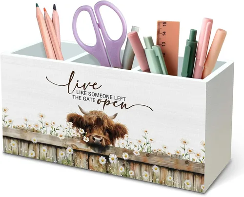 Miniatura 33 de DILSJ Organizador inspirador de 2 compartimentos para lápices, organizador para escritorio, amantes de los pollos regalos para mujeres, Live Like