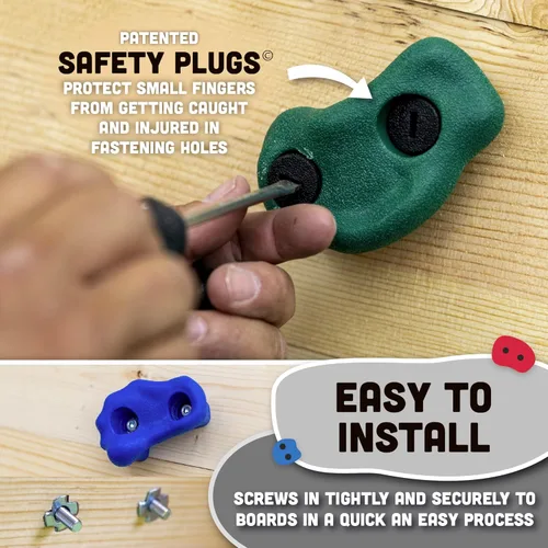 Miniatura 3 de Squirrel Products Soportes de escalada en roca para niños, rocas de escalada extra grandes de lujo con accesorios de montaje – DIY pared de roca